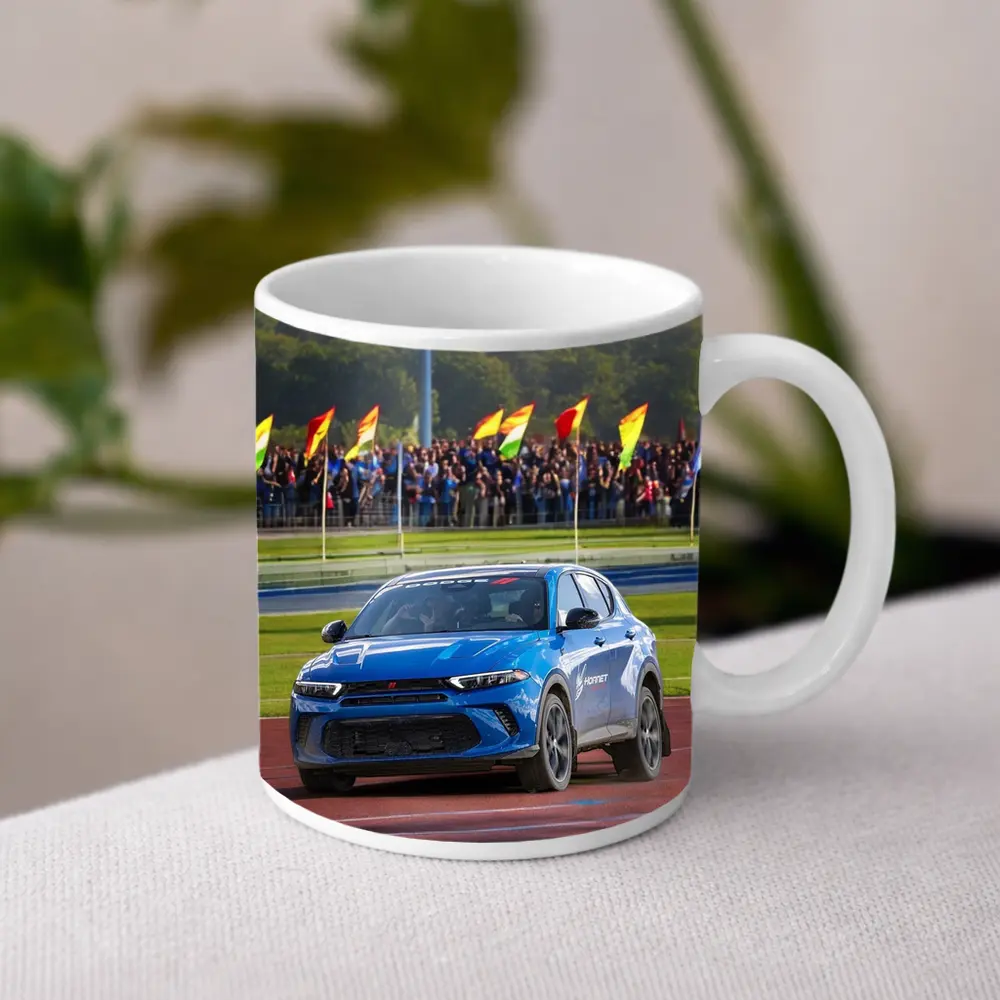 Dodge Hornet Blue SUV On Racing Track – Mugs
