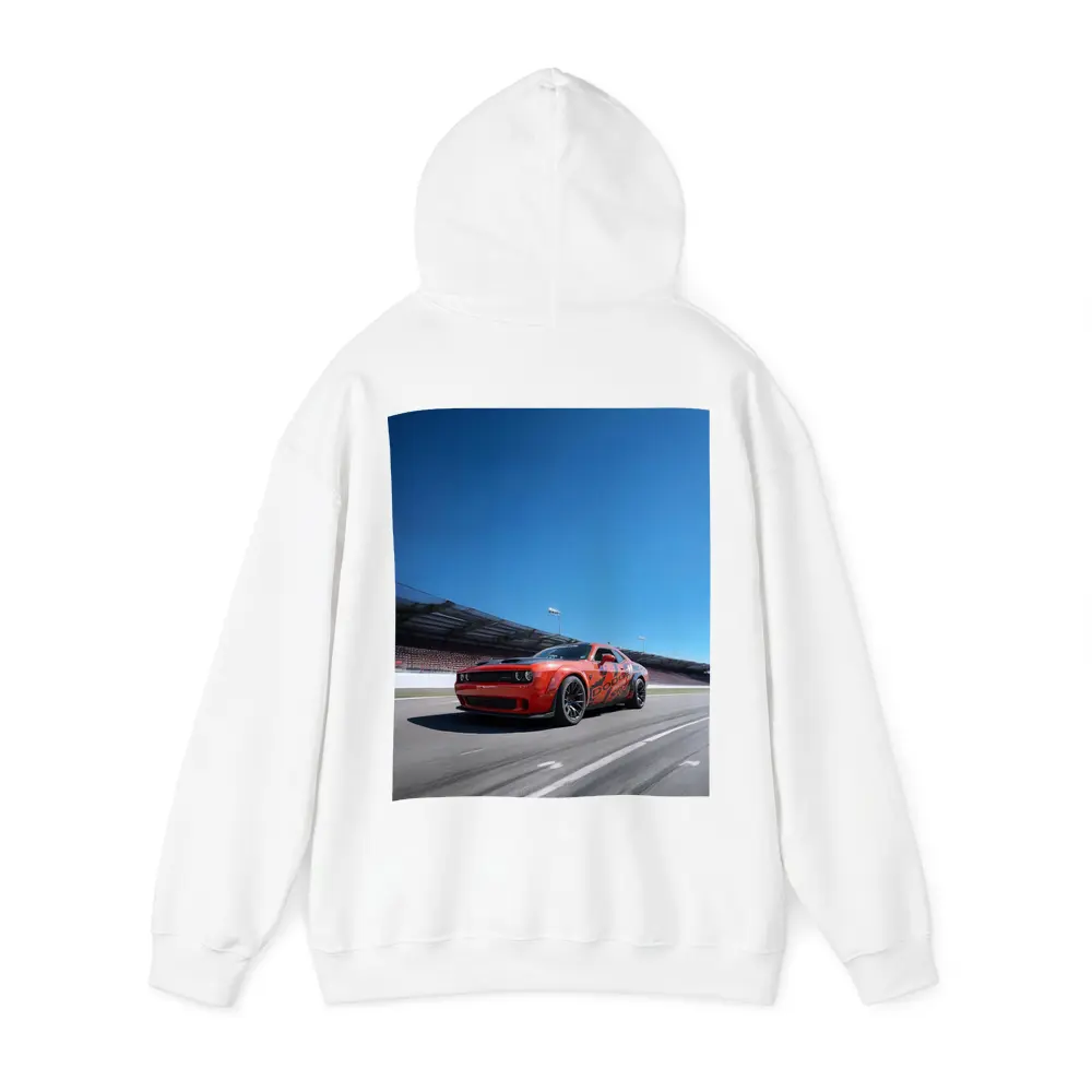 Dodge Challenger Red On Race Track – Hoodies