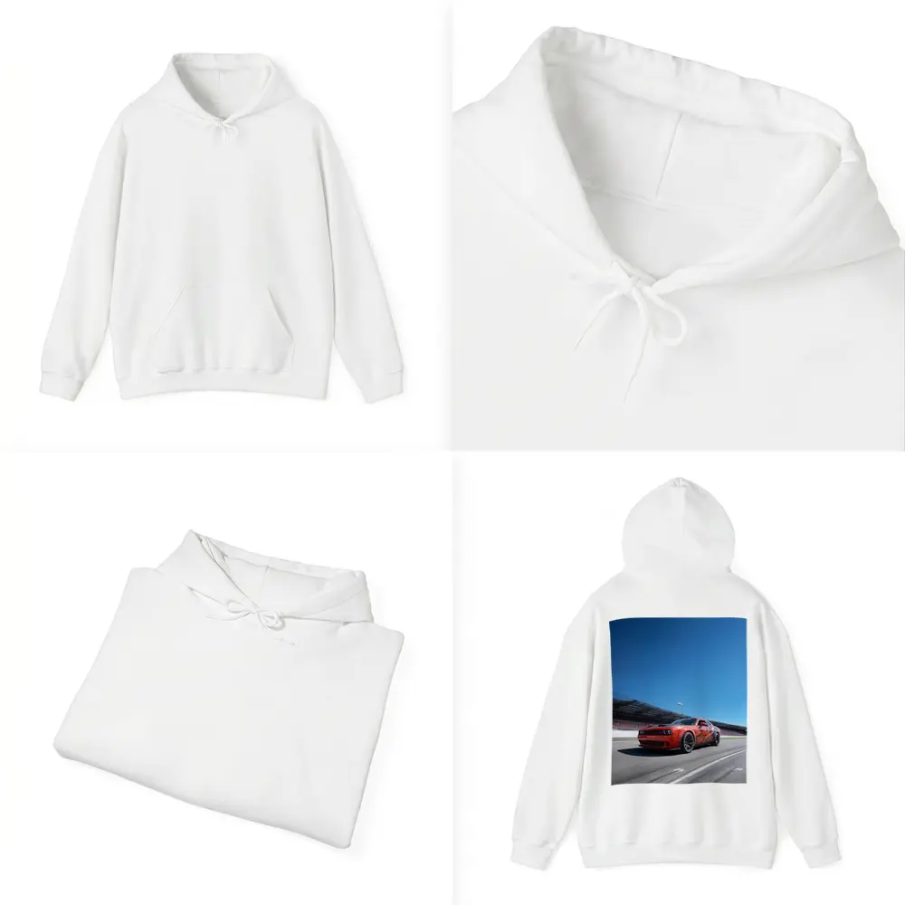 Dodge Challenger Red On Race Track – Hoodies