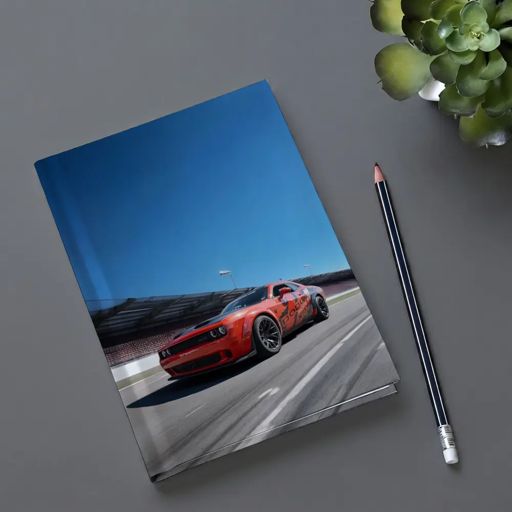 Dodge Challenger Red On Race Track – Notebooks
