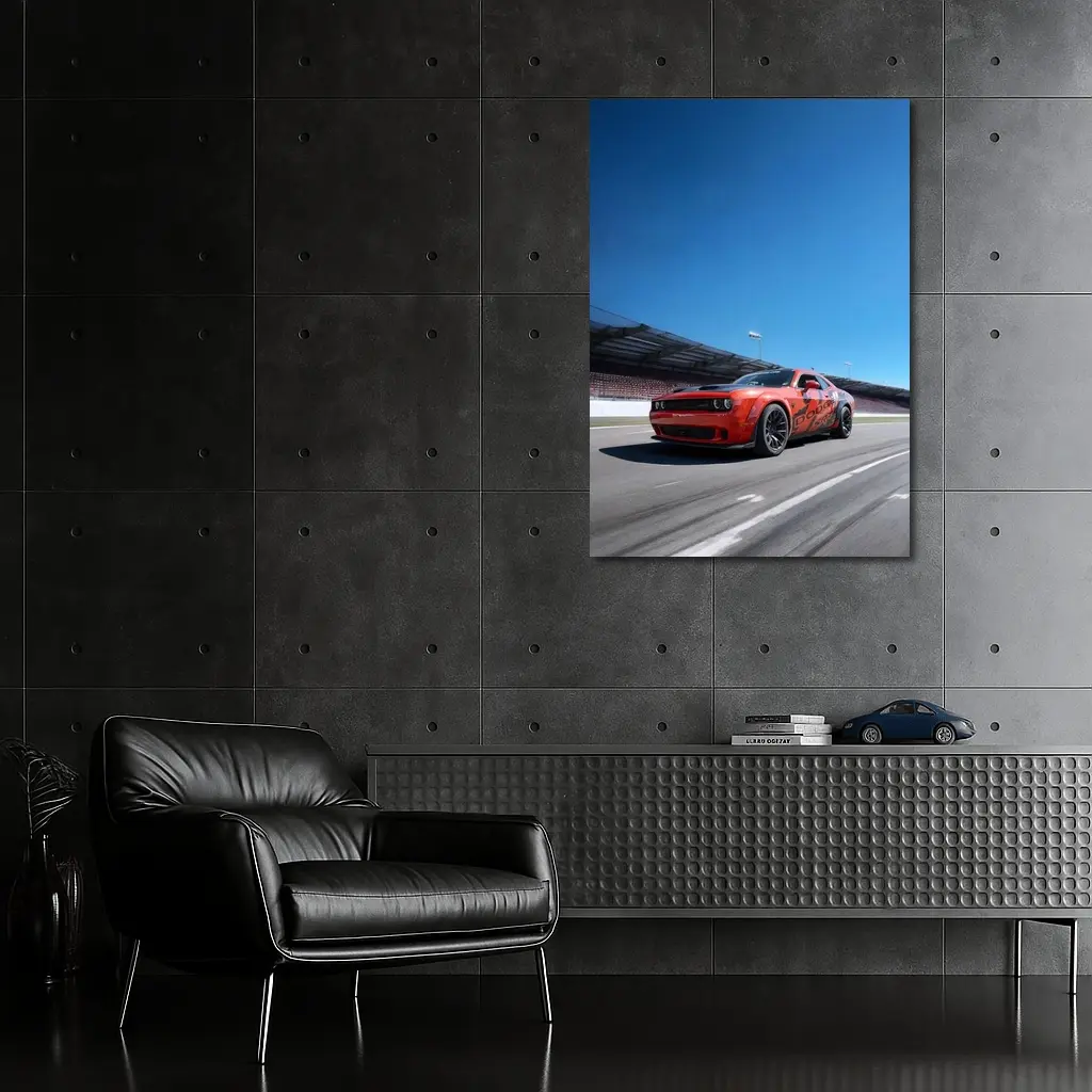 Dodge Challenger Red On Race Track – Wall Art