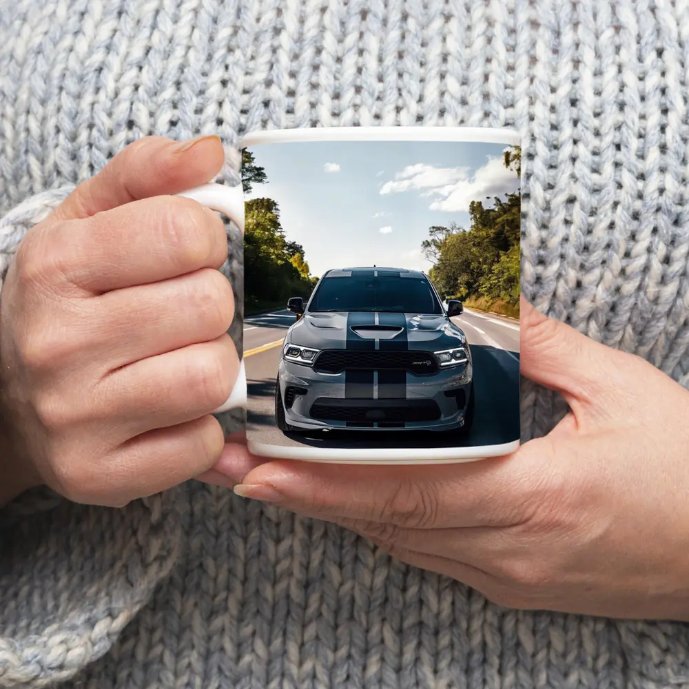 Dodge Durango SRT Gray Racing Stripes Road – Mugs