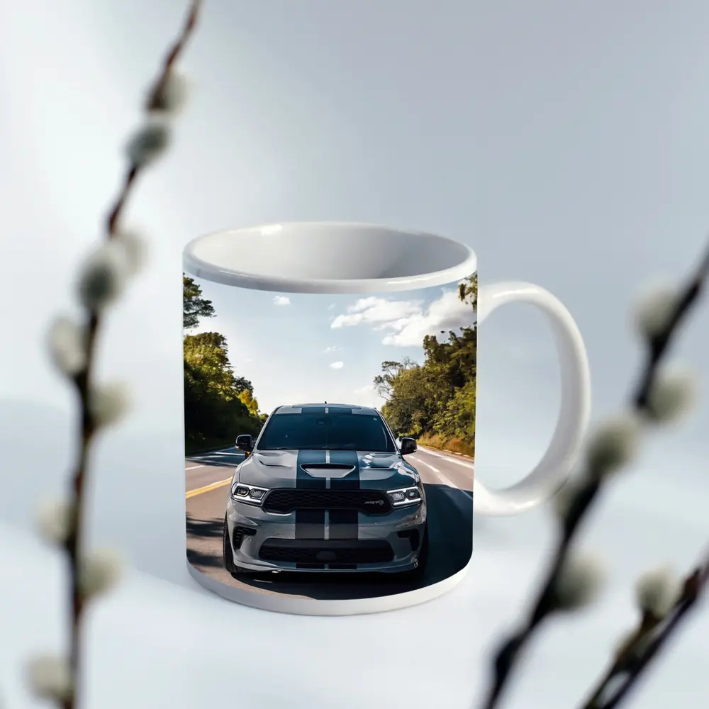 Dodge Durango SRT Gray Racing Stripes Road – Mugs