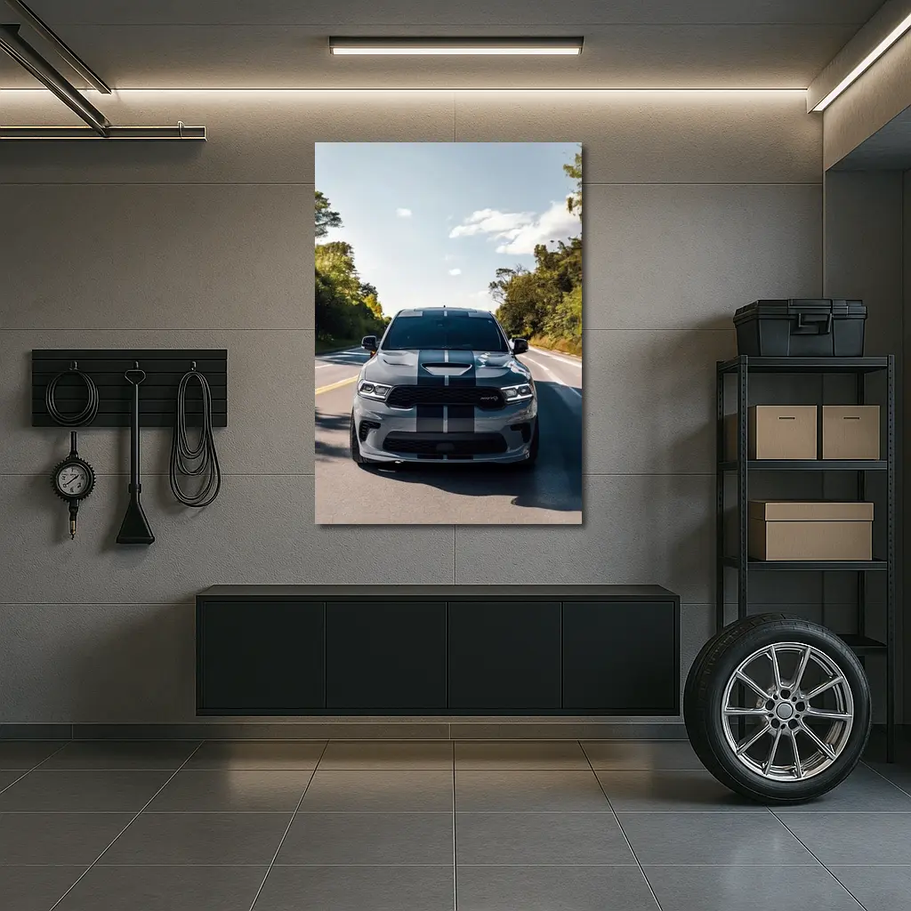 Dodge Durango SRT Gray Racing Stripes Road – Wall Art