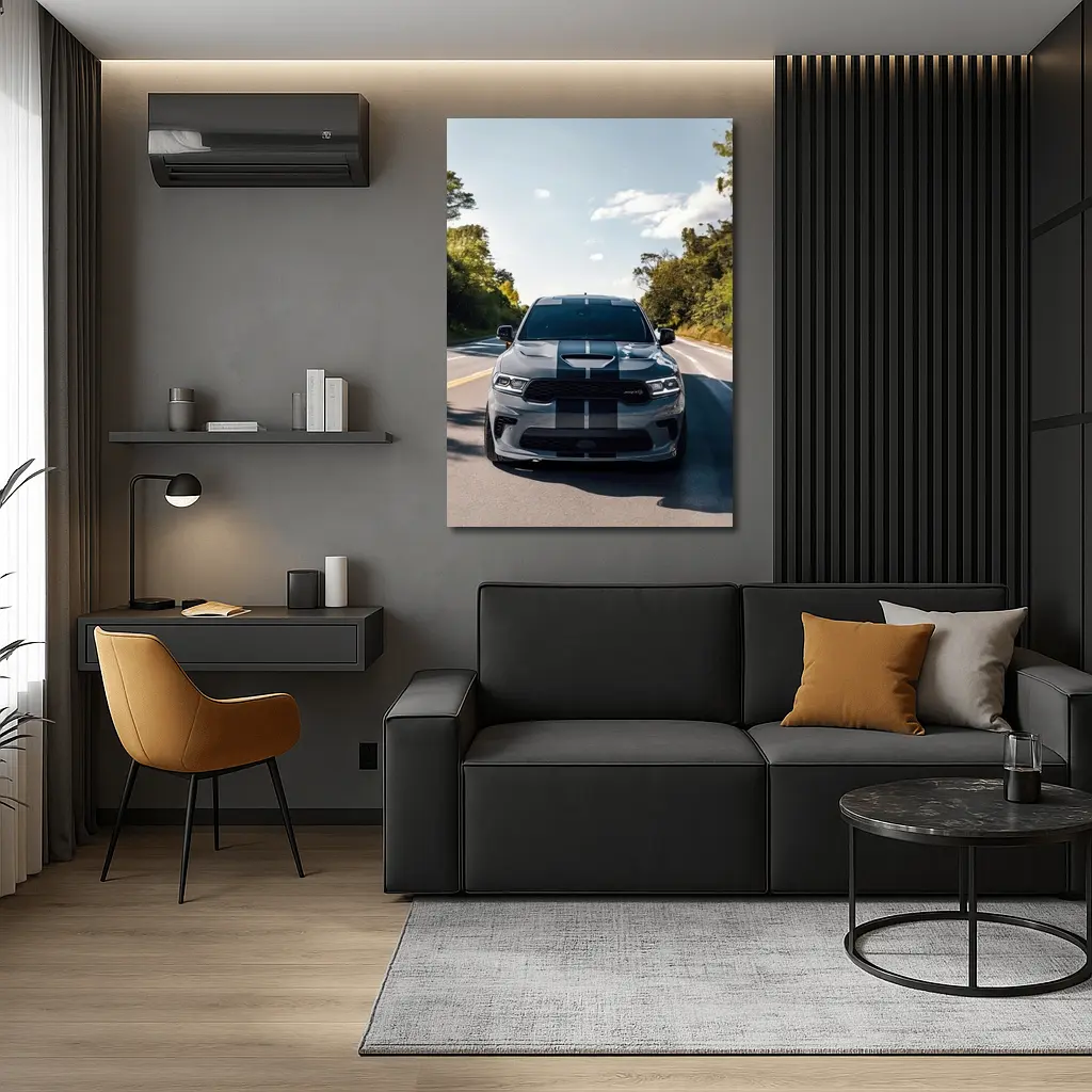 Dodge Durango SRT Gray Racing Stripes Road – Wall Art