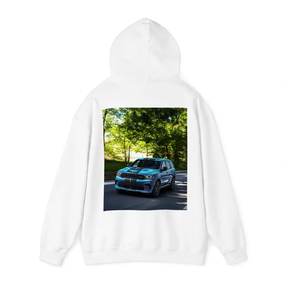 Dodge Durango Blue Racing Stripes On Road – Hoodies