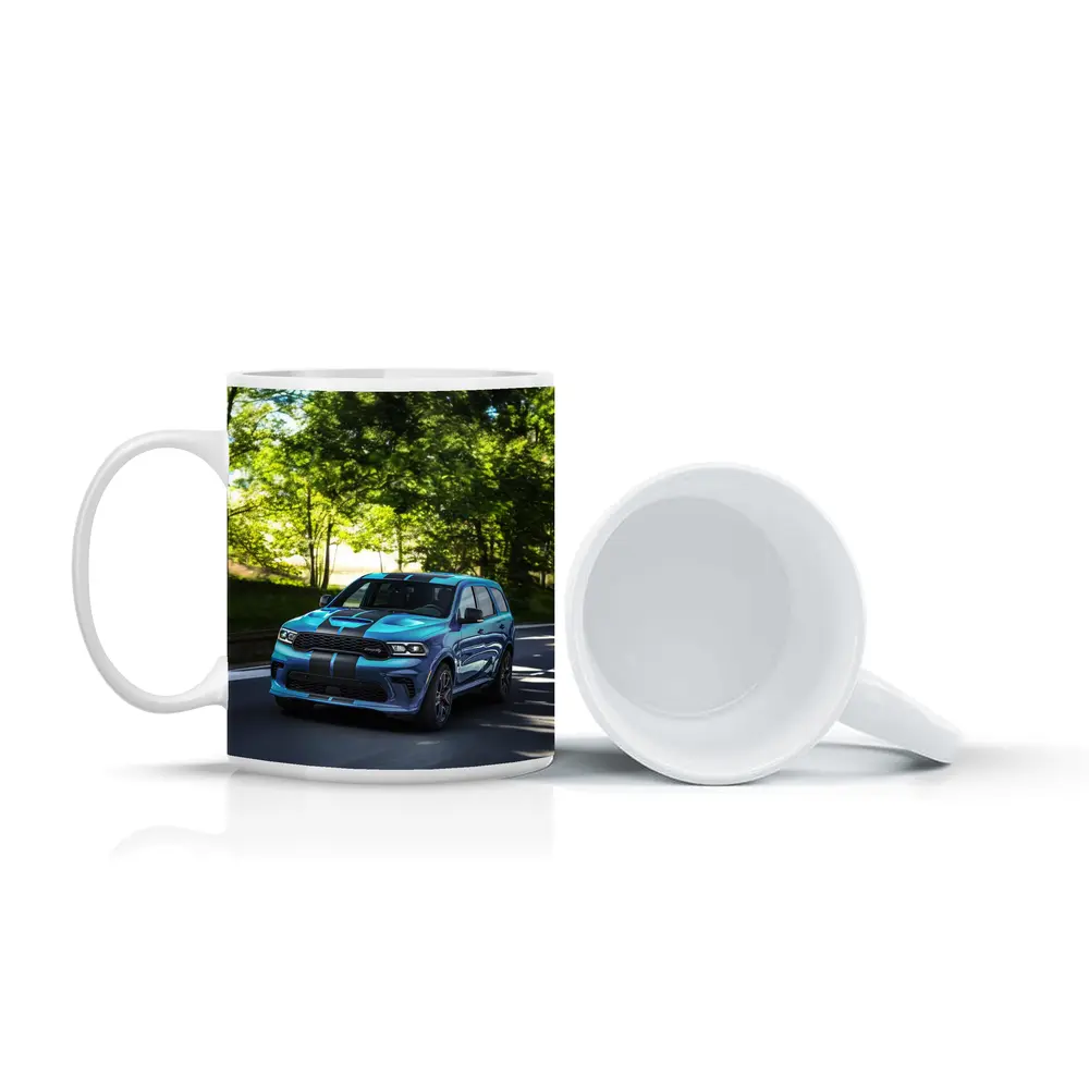 Dodge Durango Blue Racing Stripes On Road – Mugs