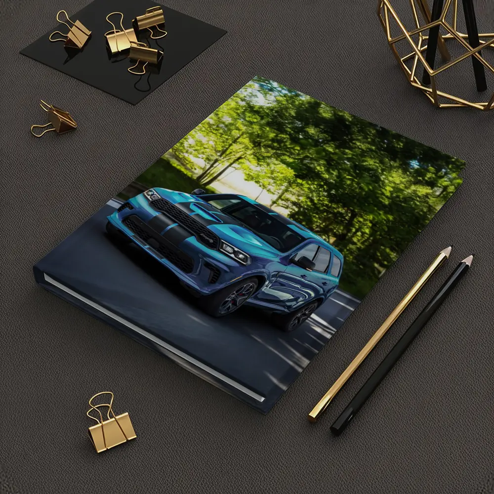 Dodge Durango Blue Racing Stripes On Road – Notebooks