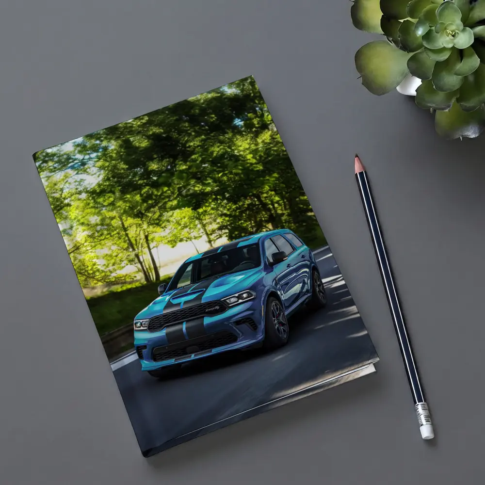 Dodge Durango Blue Racing Stripes On Road – Notebooks