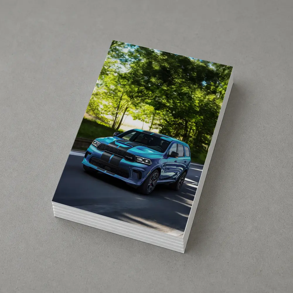Dodge Durango Blue Racing Stripes On Road – Postcards
