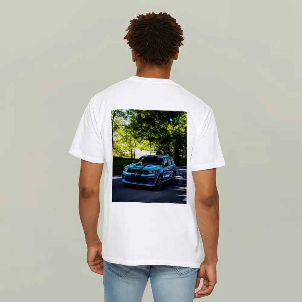 Dodge Durango Blue Racing Stripes On Road – T-Shirts