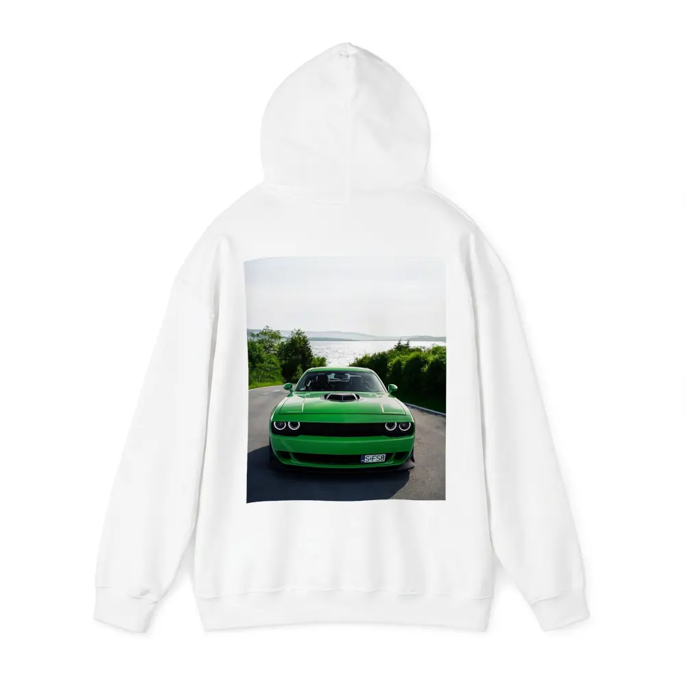 Dodge Challenger Green Front View River Road – Hoodies