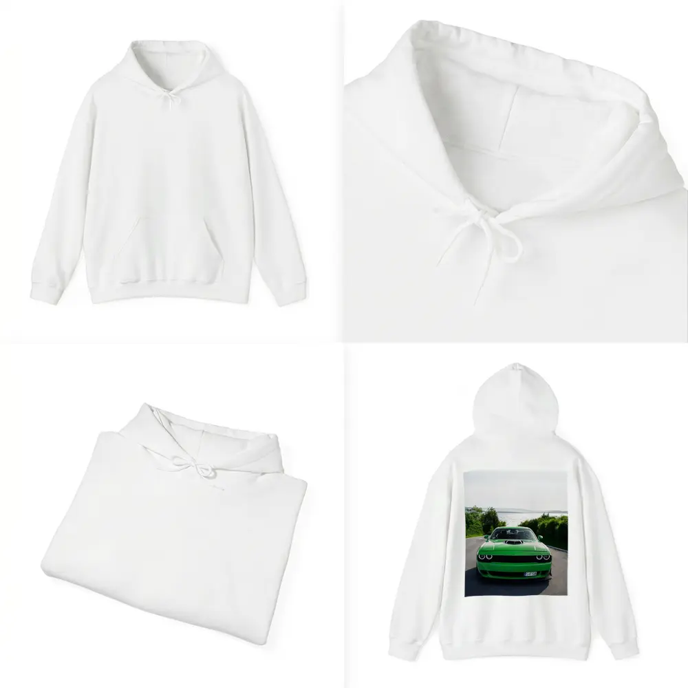 Dodge Challenger Green Front View River Road – Hoodies
