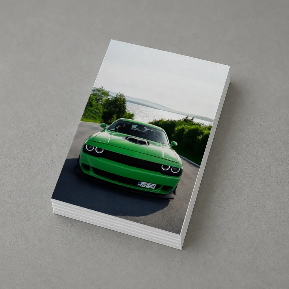 Dodge Challenger Green Front View River Road – Postcards