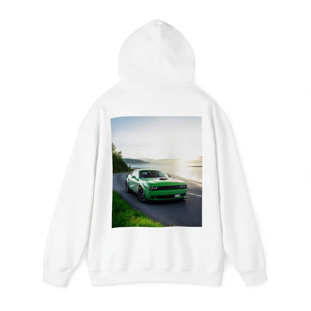 Dodge Challenger Green Muscle Car Coastal Road – Hoodies