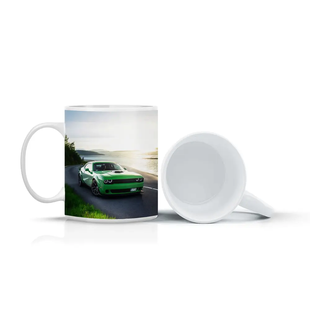 Dodge Challenger Green Muscle Car Coastal Road – Mugs