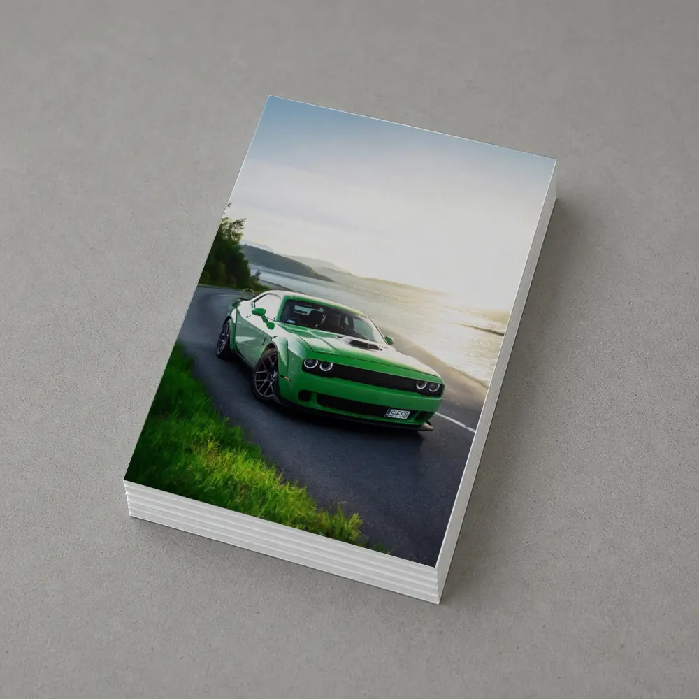 Dodge Challenger Green Muscle Car Coastal Road – Postcards