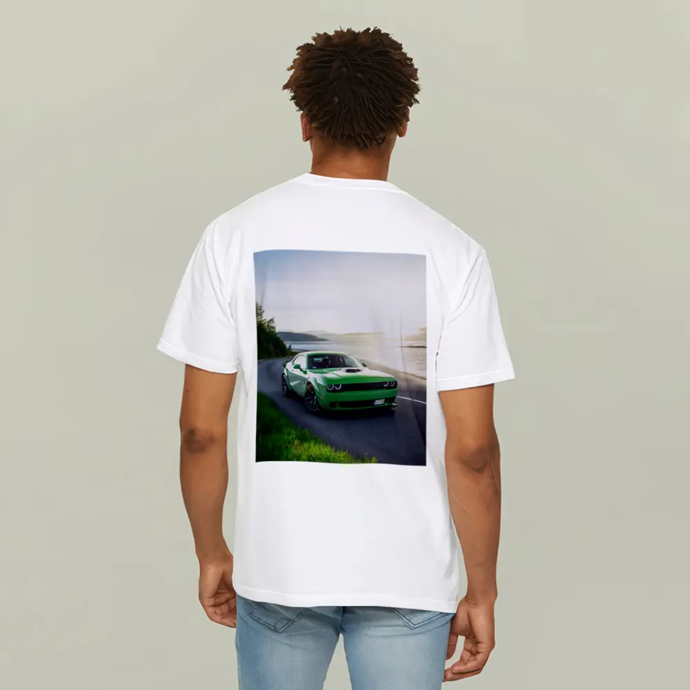 Dodge Challenger Green Muscle Car Coastal Road – T-Shirts