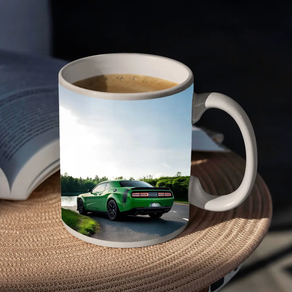 Dodge Challenger Green Muscle Car Road River – Mugs