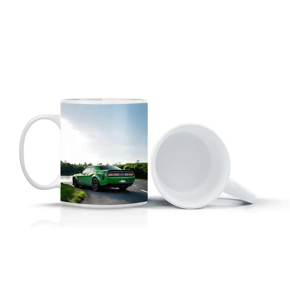 Dodge Challenger Green Muscle Car Road River – Mugs