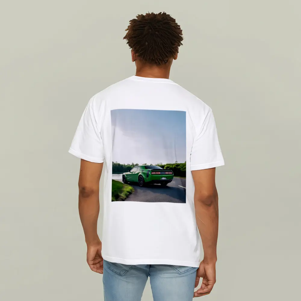 Dodge Challenger Green Muscle Car Road River – T-Shirts