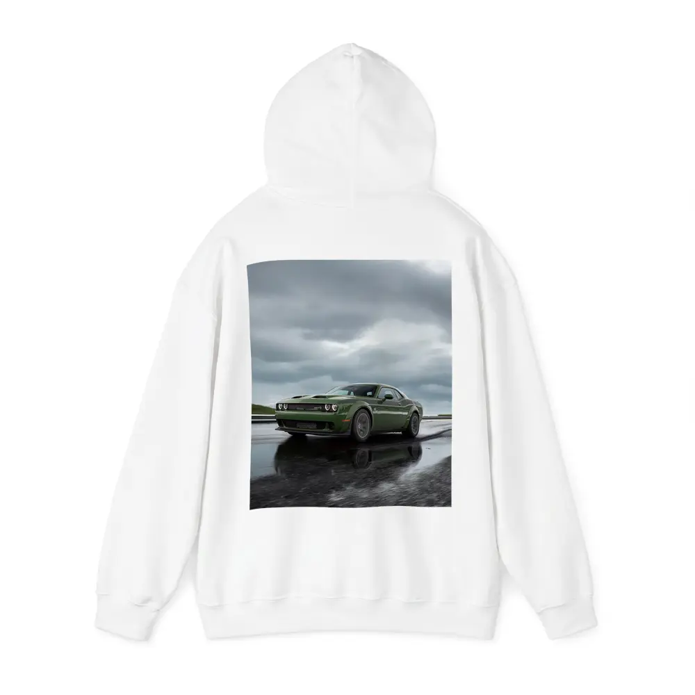 Dodge Challenger Green Muscle Car Wet Road – Hoodies