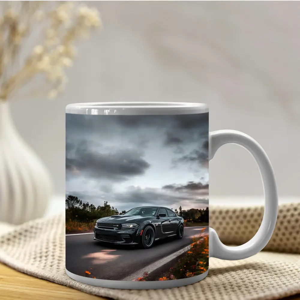 Dodge Charger Dark Road Cloudy Sky – Mugs