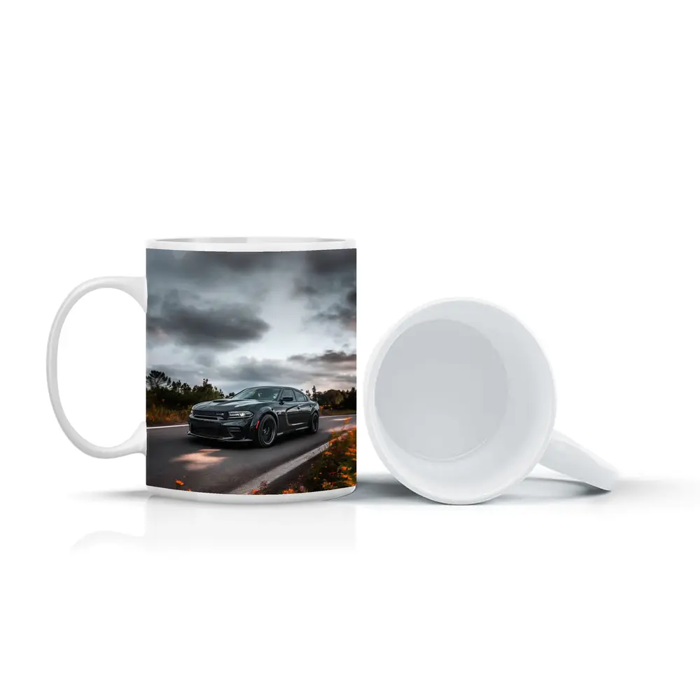 Dodge Charger Dark Road Cloudy Sky – Mugs