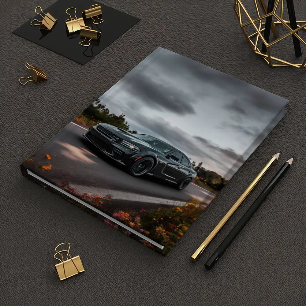 Dodge Charger Dark Road Cloudy Sky – Notebooks