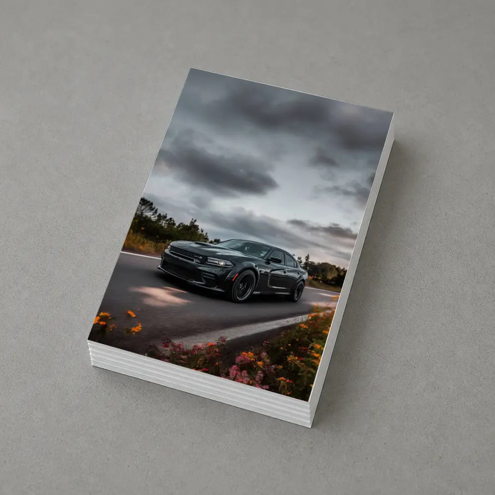 Dodge Charger Dark Road Cloudy Sky – Postcards