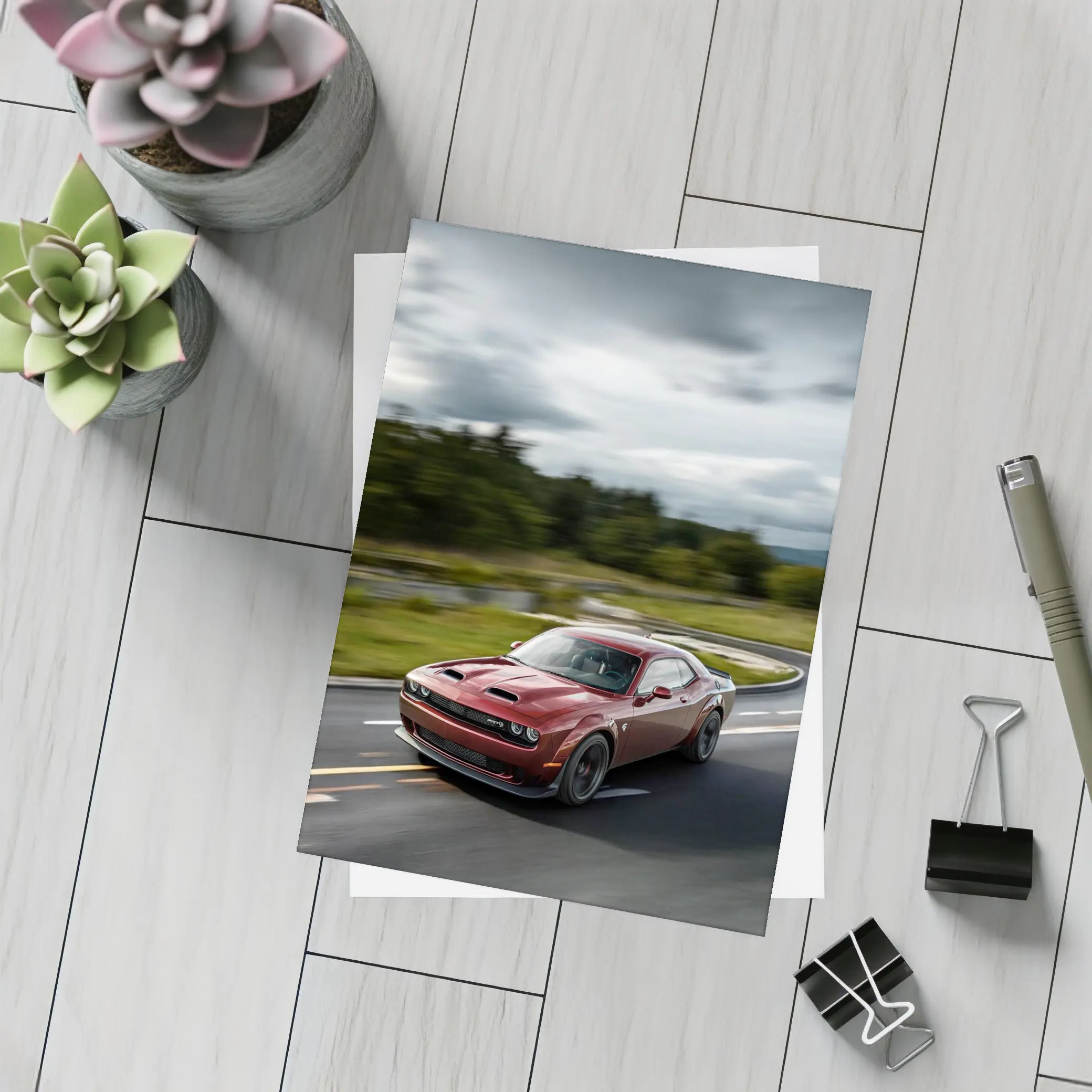 Dodge Challenger SRT on Winding Road – Postcards