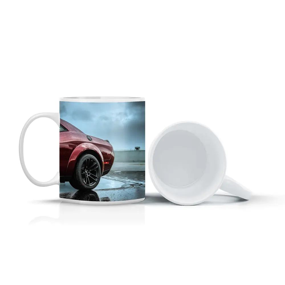 Dodge Challenger Wet Parking Lot Stormy Sky – Mugs