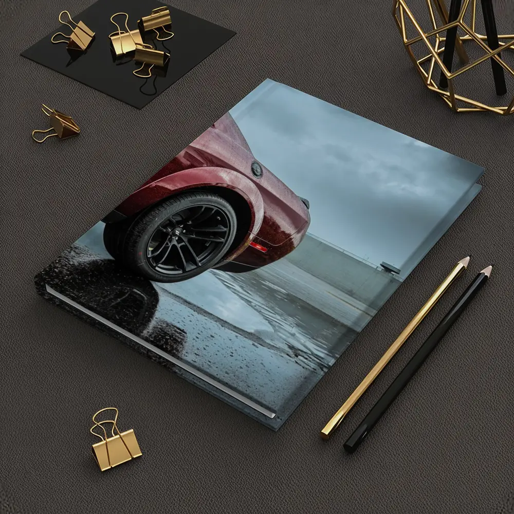 Dodge Challenger Wet Parking Lot Stormy Sky – Notebooks