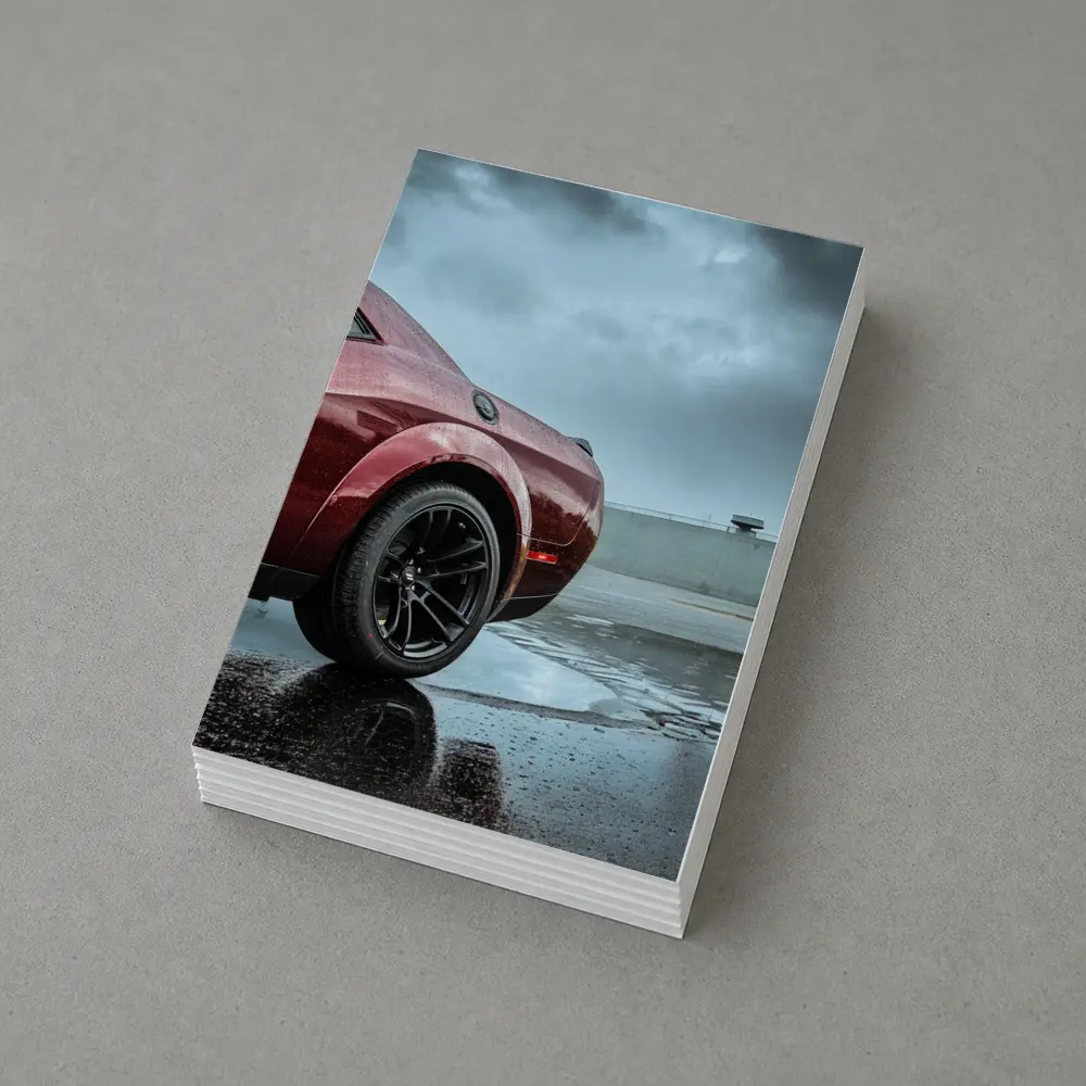 Dodge Challenger Wet Parking Lot Stormy Sky – Postcards