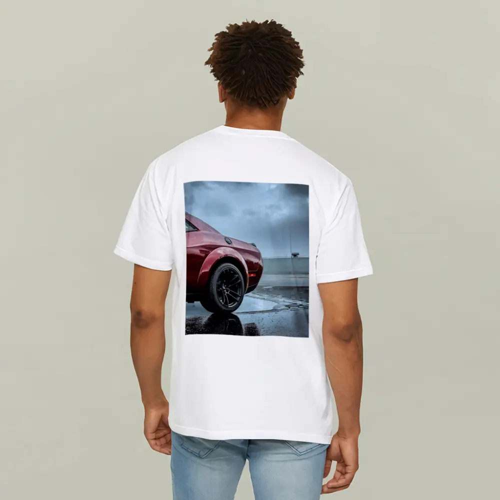 Dodge Challenger Wet Parking Lot Stormy Sky – T-Shirts