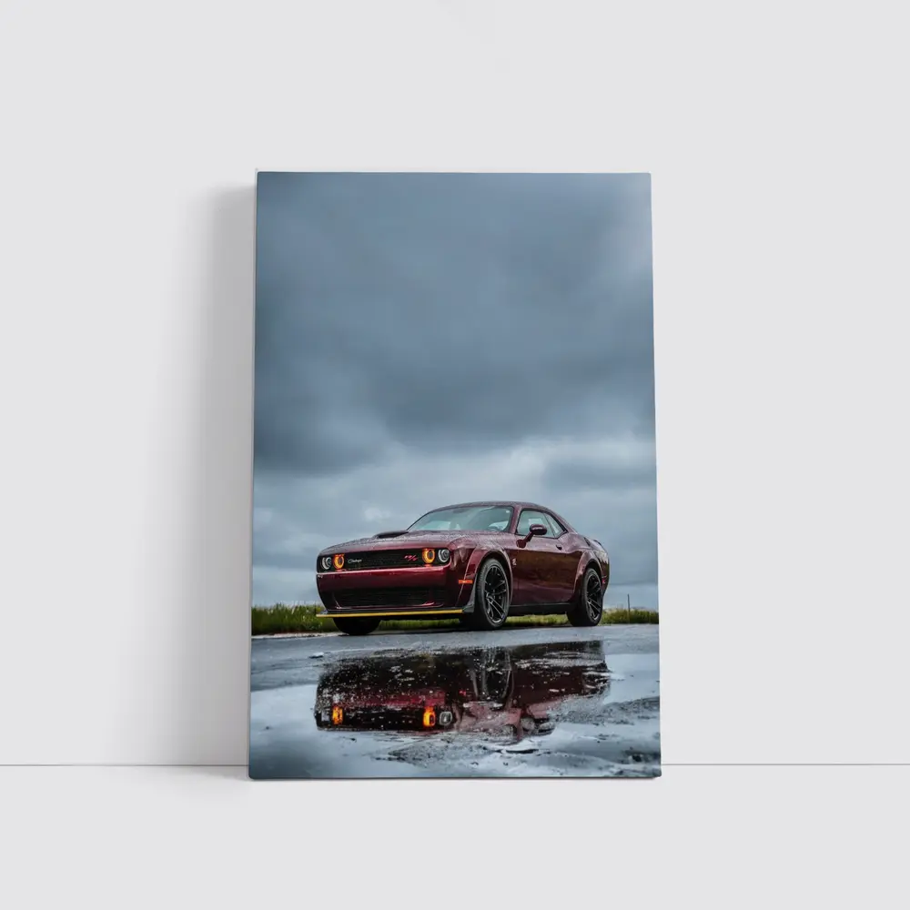 Dodge Challenger Hellcat Wet Road Storm – Wall Art