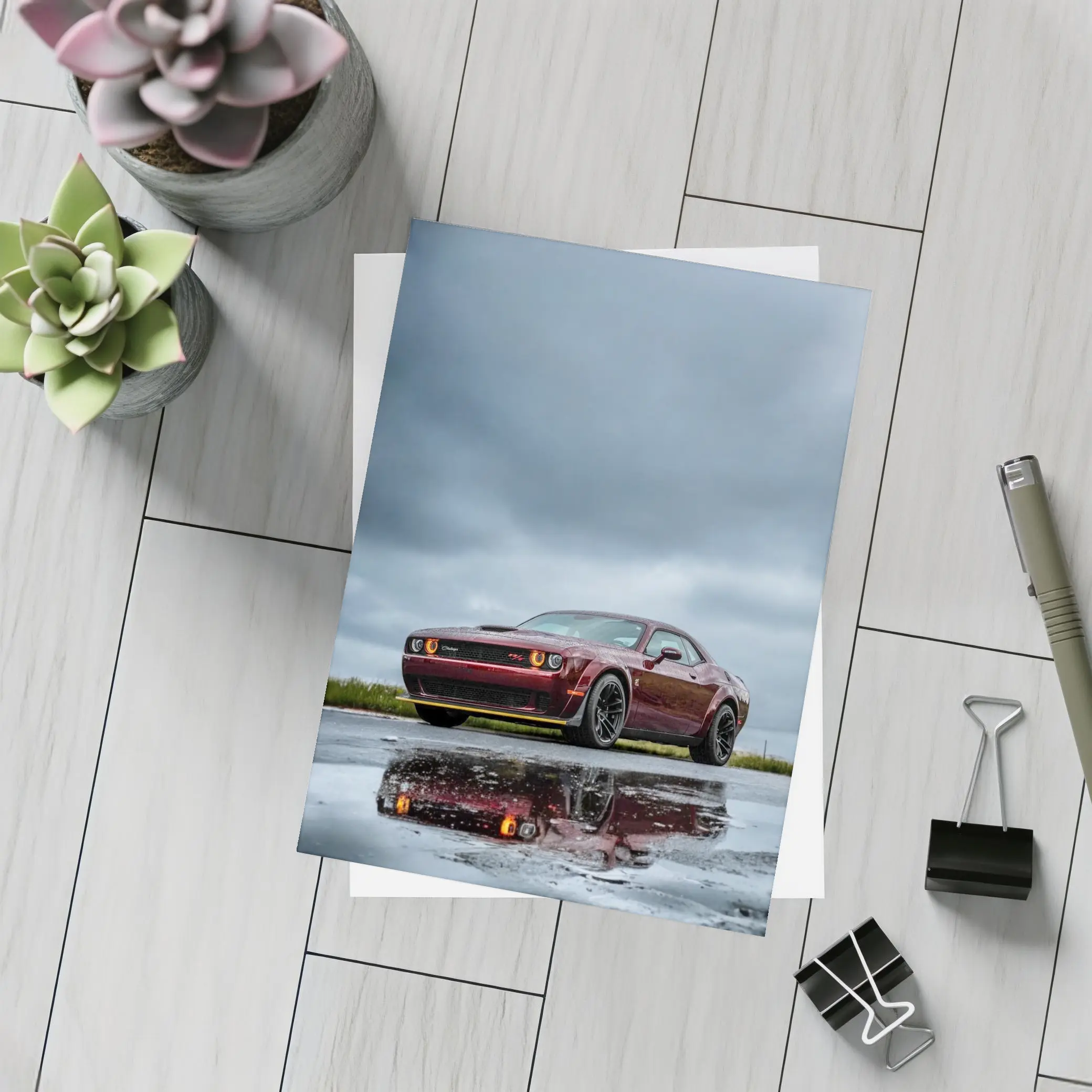 Dodge Challenger Hellcat Wet Road Storm – Postcards