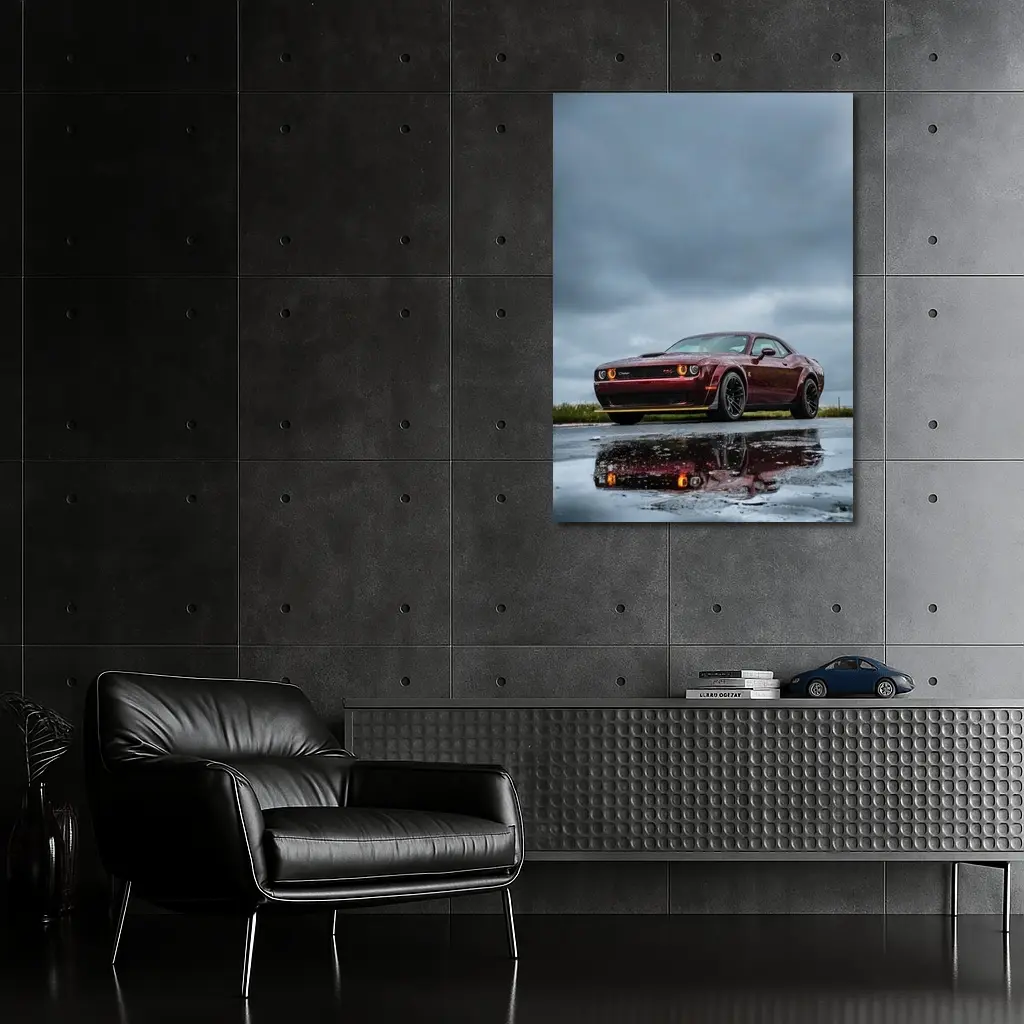 Dodge Challenger Hellcat Wet Road Storm – Wall Art
