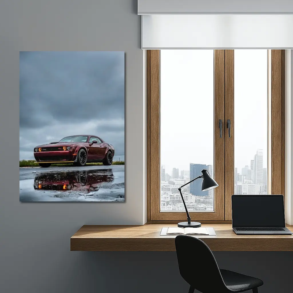 Dodge Challenger Hellcat Wet Road Storm – Wall Art