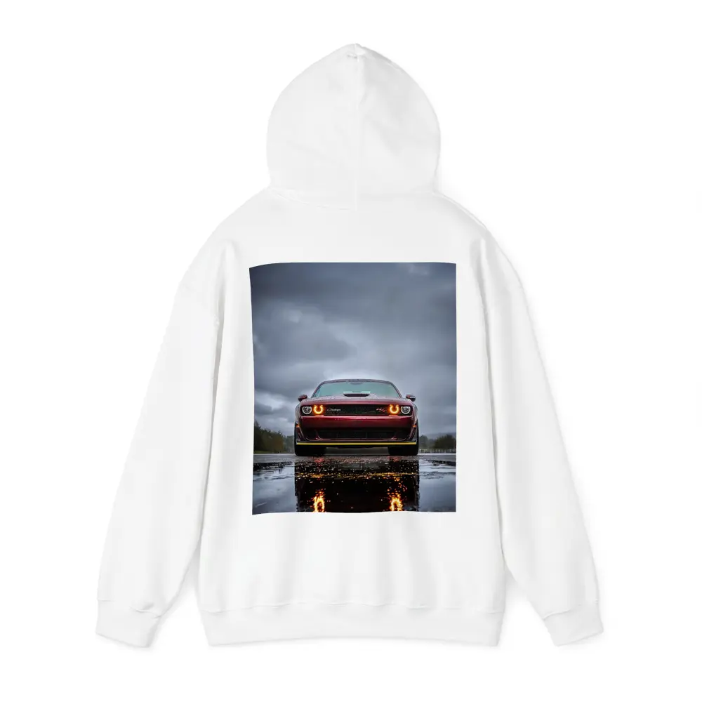 Dodge Challenger Front View Rainy Dark Sky – Hoodies