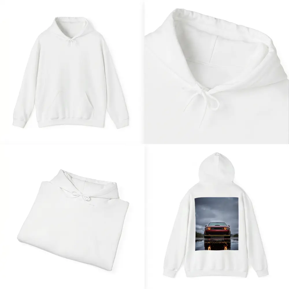 Dodge Challenger Front View Rainy Dark Sky – Hoodies
