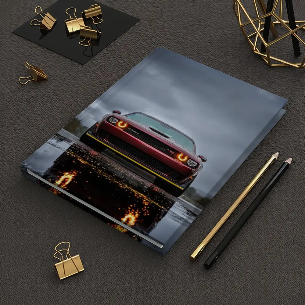 Dodge Challenger Front View Rainy Dark Sky – Notebooks