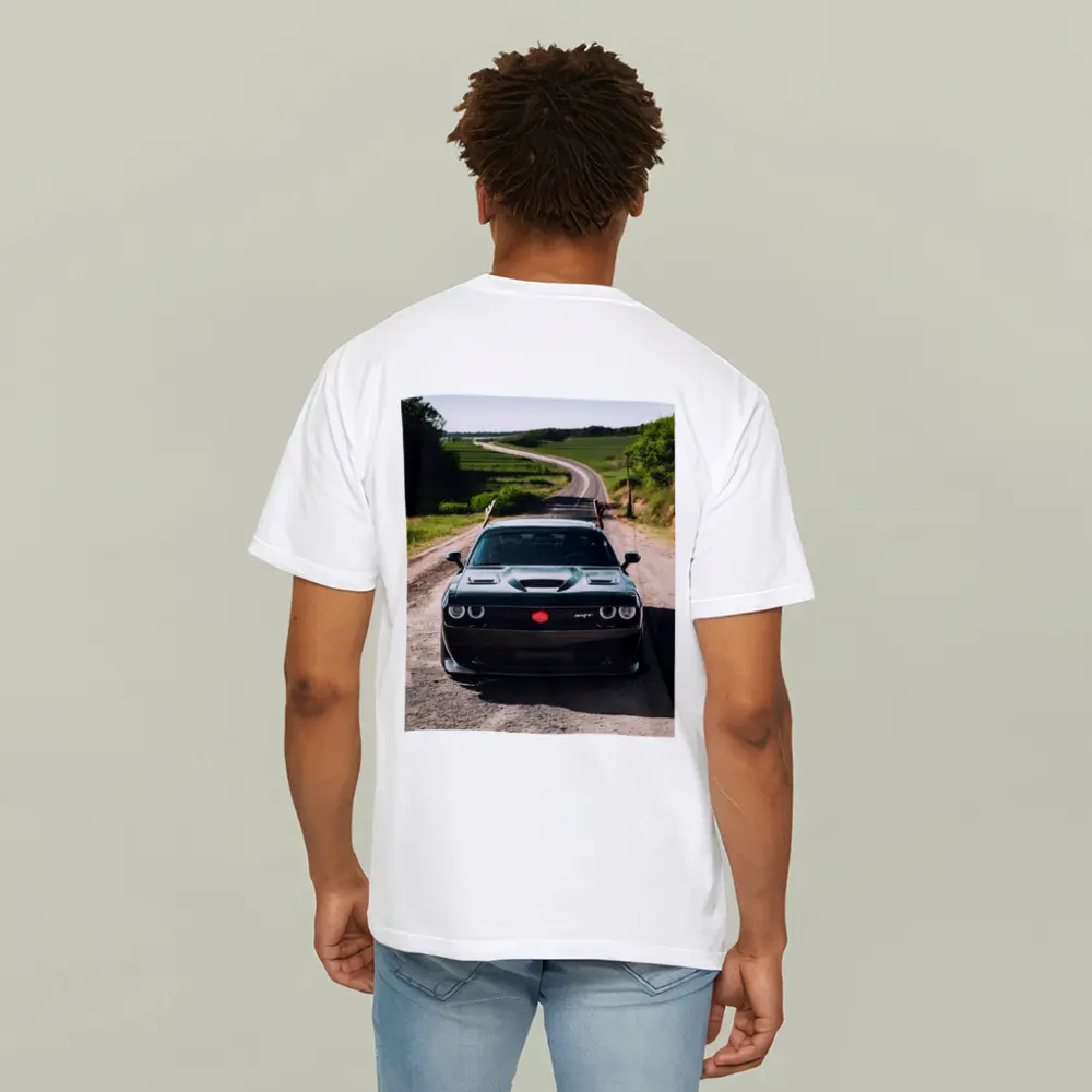 Dodge Challenger SRT on Rural Country Road – T-Shirts