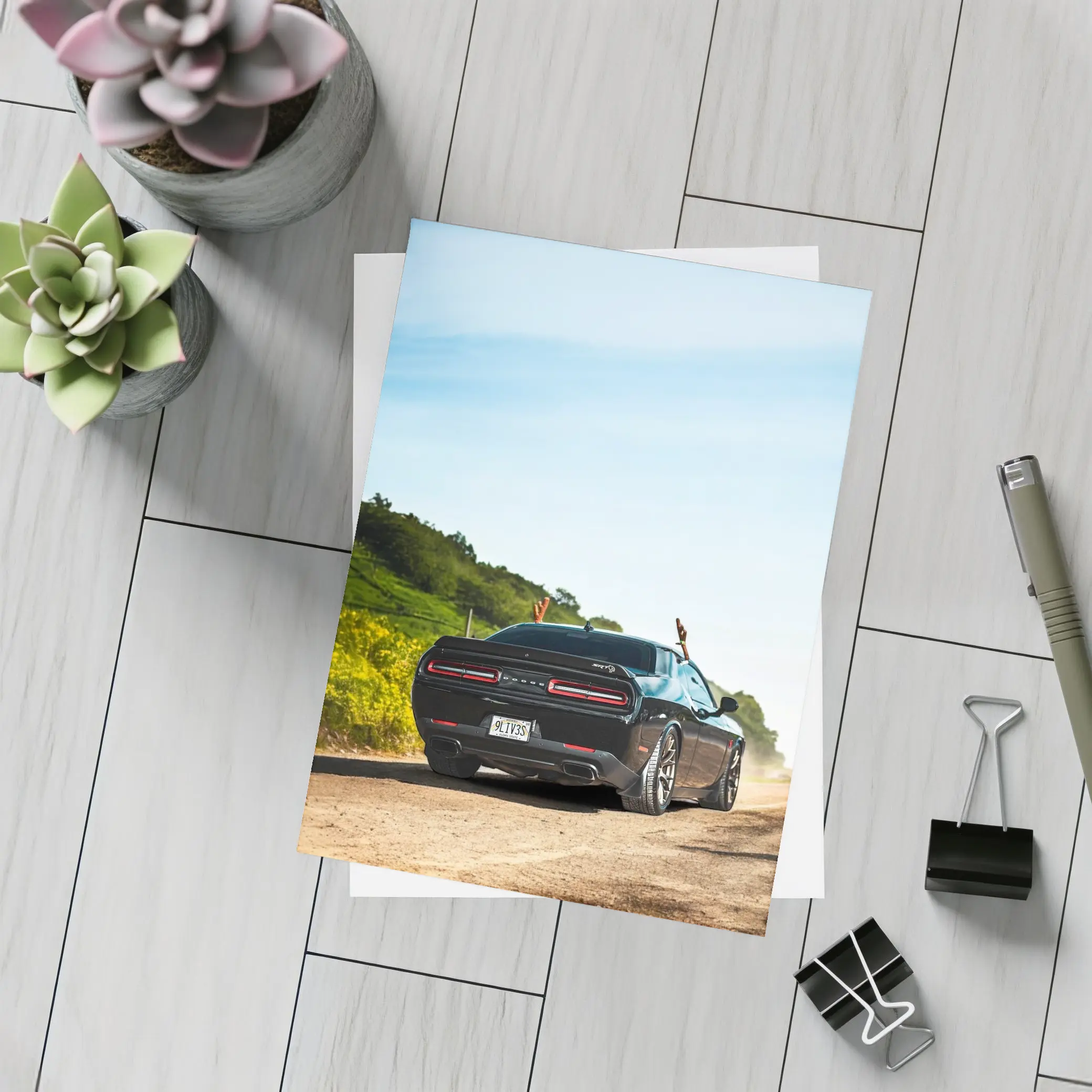 Dodge Challenger SRT On Dusty Country Road – Postcards