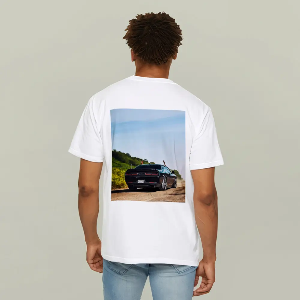 Dodge Challenger SRT On Dusty Country Road – T-Shirts