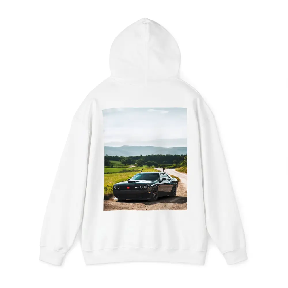 Dodge Challenger SRT Black on Country Road – Hoodies