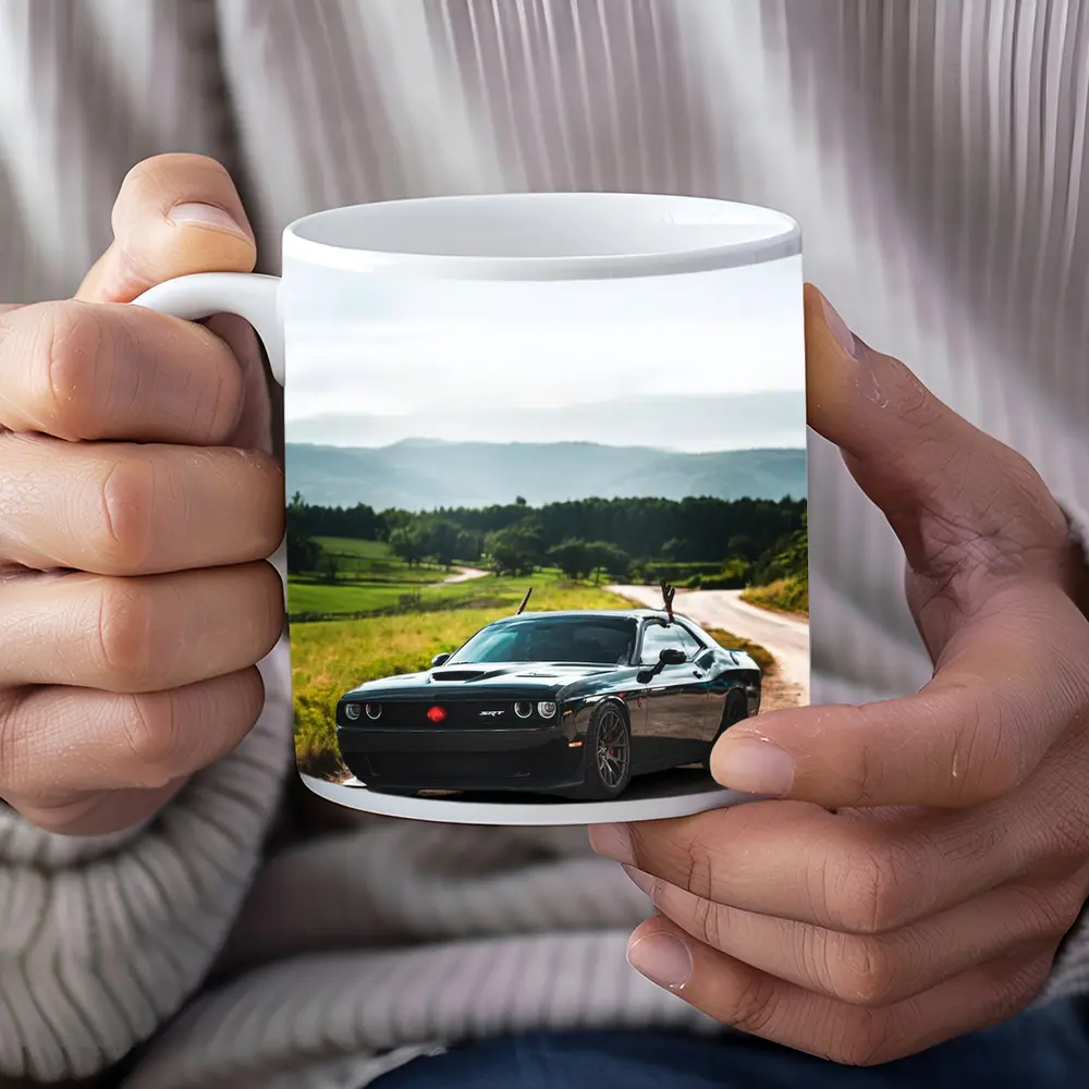 Dodge Challenger SRT Black on Country Road – Mugs