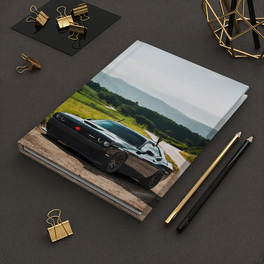 Dodge Challenger SRT Black on Country Road – Notebooks