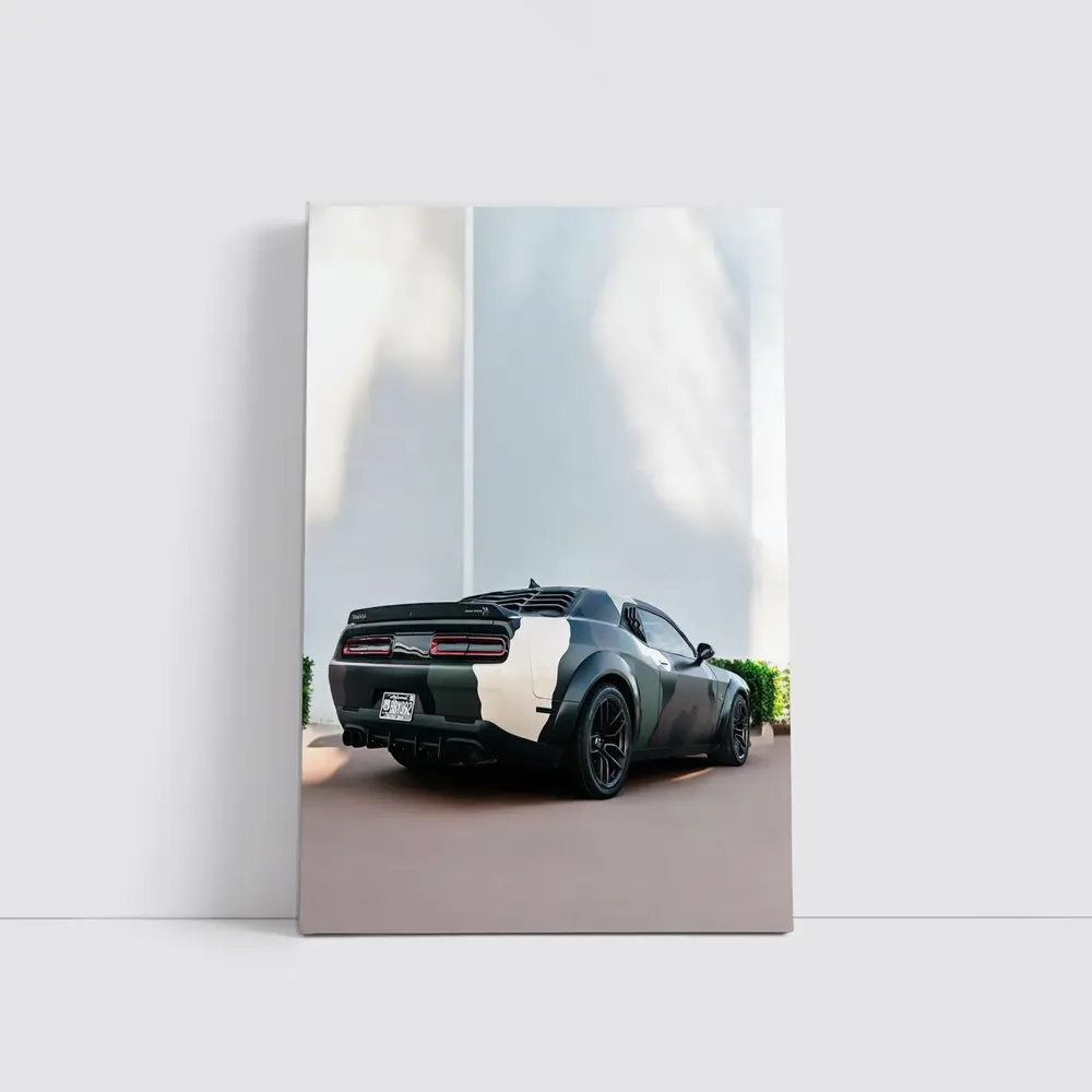 Dodge Challenger Camo Wrap Urban Setting – Wall Art