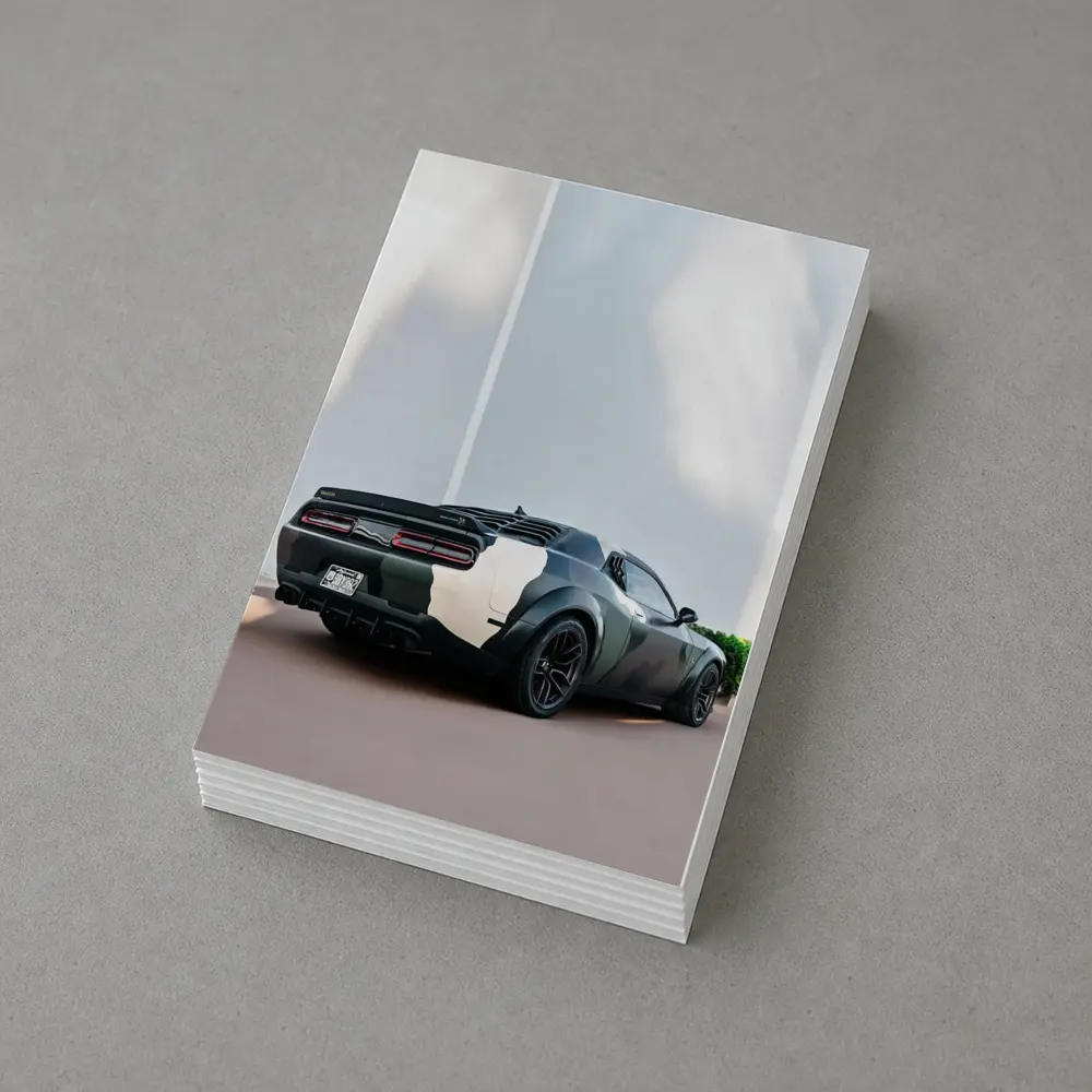 Dodge Challenger Camo Wrap Urban Setting – Postcards